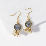 Ink and Alloy SINGLE STONE DROP EARRINGS Grey Glass_Brass
