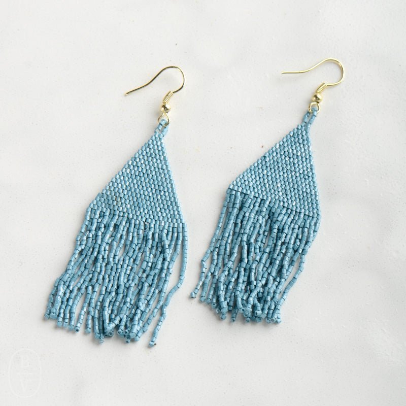 Ink and Alloy LEXIE LUXE PETITE FRINGE EARRINGS Light Blue