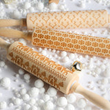 Creative Co-op WOOD CARVED ROLLING PIN