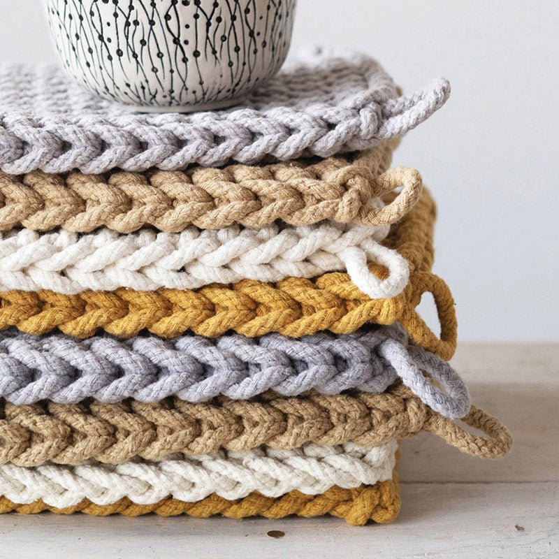 Creative Co-op SQUARE COTTON KNIT POT HOLDER