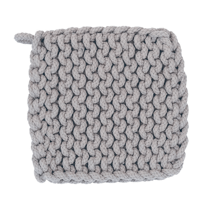 Creative Co-op SQUARE COTTON KNIT POT HOLDER Light Grey