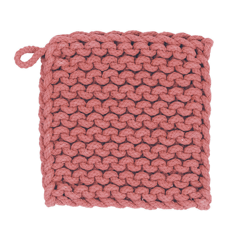Creative Co-op SQUARE COTTON KNIT POT HOLDER Salmon