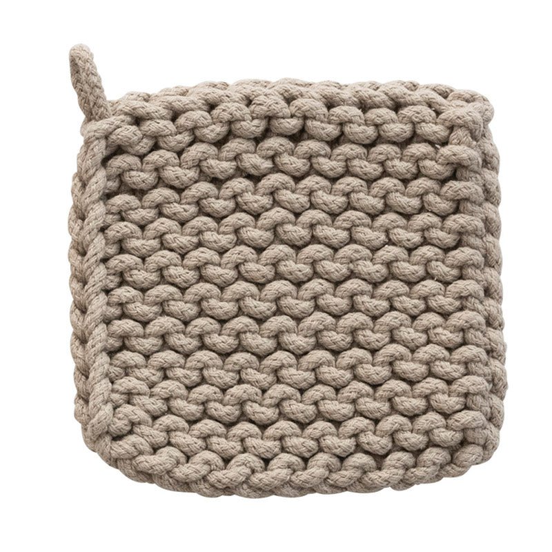 Creative Co-op SQUARE COTTON KNIT POT HOLDER Fog