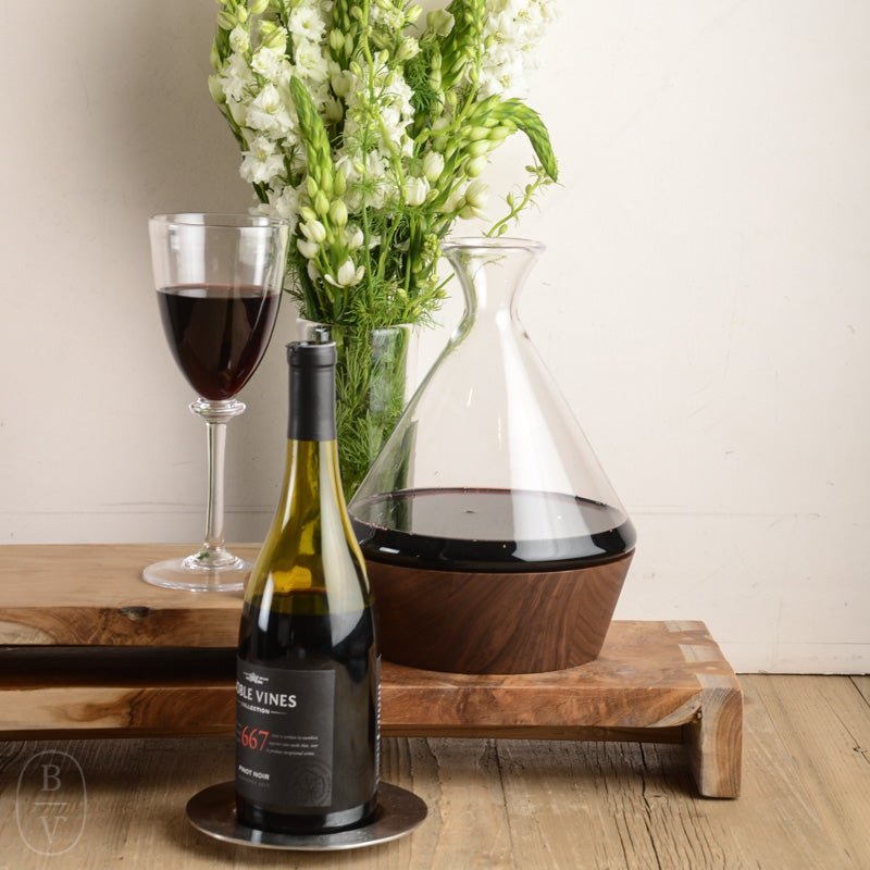 Simon Pearce LUDLOW WINE DECANTER WITH WOOD BASE