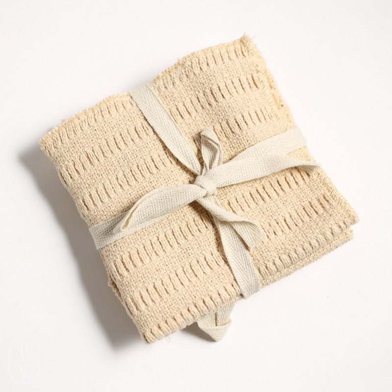 Bloomingville WOVEN COTTON SLUB DISH CLOTHS SET OF 3 Cream