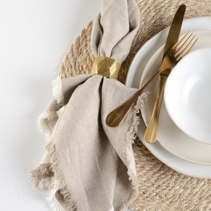 LinenCasa STONEWASHED LINEN NAPKIN Light Natural Frayed Edges