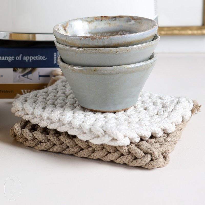 8 Square Jute Crocheted Pot Holder, Natural