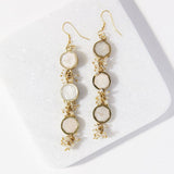 Ink and Alloy TRIPLE STONE DROP EARRINGS Clear Glass_Brass