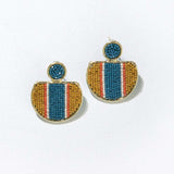 BRASS FRAME CUT CIRCLE BEADED EARRINGS - Ink and Alloy