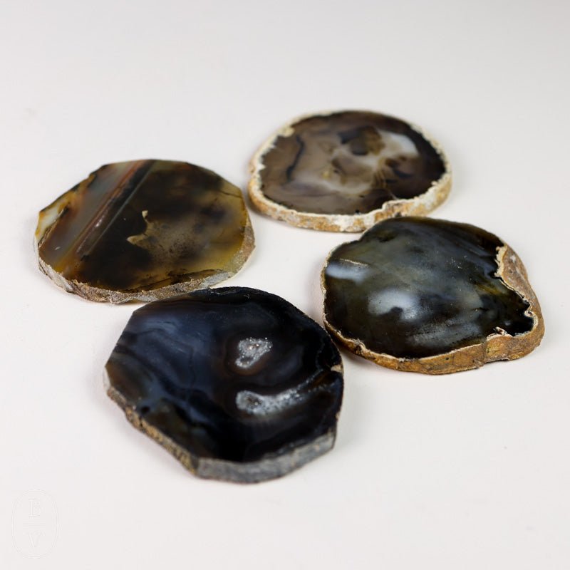 Creative Co-op ROUND AGATE COASTER SET OF 4 Brown