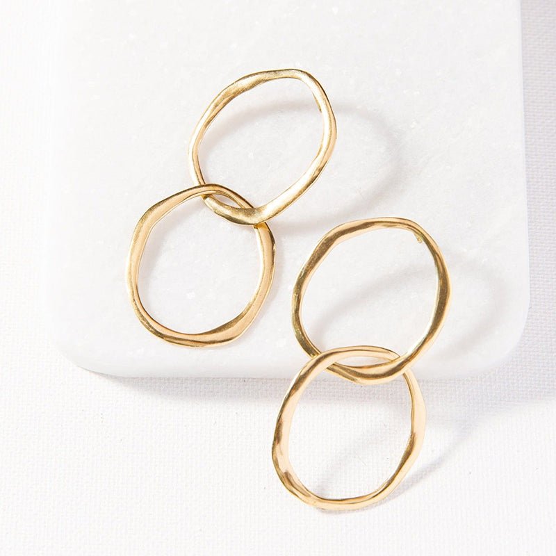 Ink and Alloy ORGANIC OPEN DOUBLE CIRCLE POST EARRINGS Brass