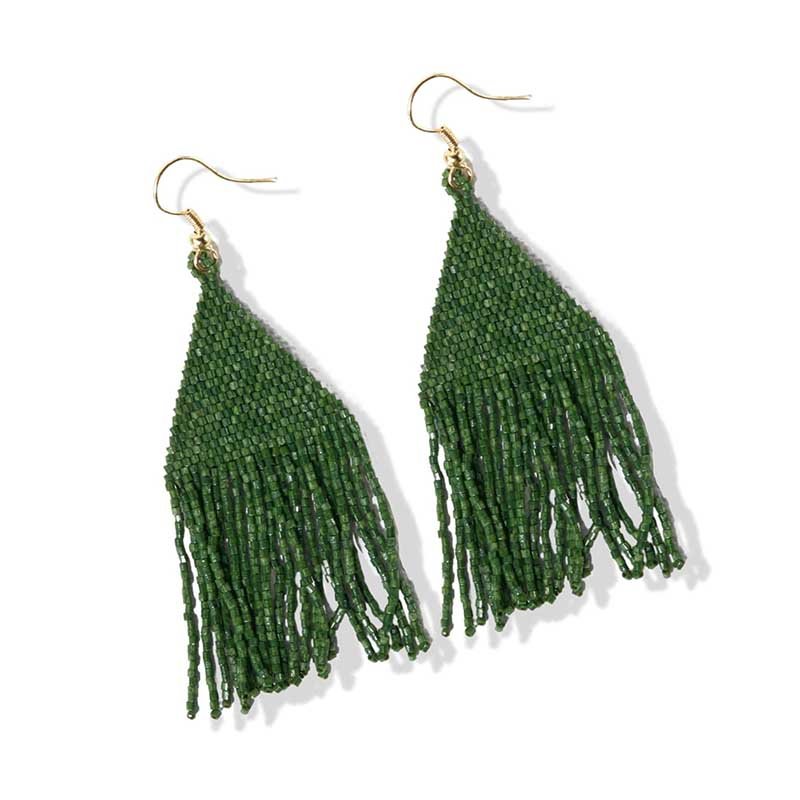 Ink and Alloy LEXIE LUXE PETITE FRINGE EARRINGS Emerald Green