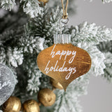 Mudpie LAYERED GOLD SILVER METAL ORNAMENT Happy Holidays