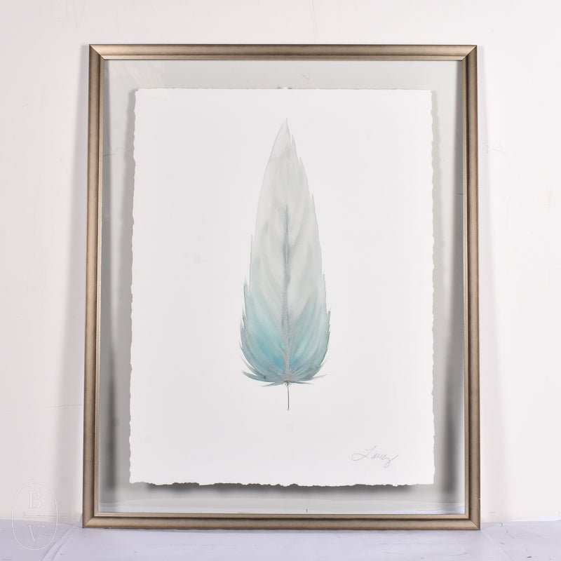 LARGE FRAMED FLOATED FEATHER PAINTING - SERIES 15 NO 4 - By Lacey