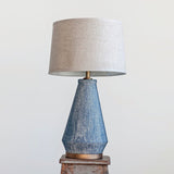 CERAMIC TABLE LAMP WITH NATURAL LINEN SHADE - Creative Co-op