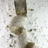 D Stevens METALLIC TINSEL RIBBON Platinum 4" x 10 yd