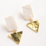 Virtue RECTANGLE SHELL POST LARGE METAL TRIANGLE EARRINGS Gold