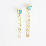 Virtue PLATED TURQUOISE POST ACRYLIC BAR EARRINGS Gold Flake