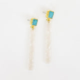 Virtue PLATED TURQUOISE POST ACRYLIC BAR EARRINGS Ivory