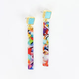 Virtue PLATED TURQUOISE POST ACRYLIC BAR EARRINGS Confetti