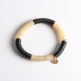 Ink and Alloy LARGE SEQUIN STRETCH BRACELET Ivory Black
