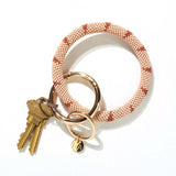 Ink and Alloy CHLOE SEED BEAD KEY RING Pink Rust Stripe