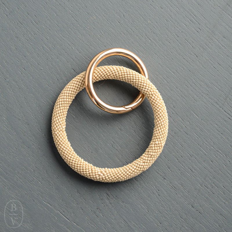 Ink and Alloy CHLOE SEED BEAD KEY RING Ivory