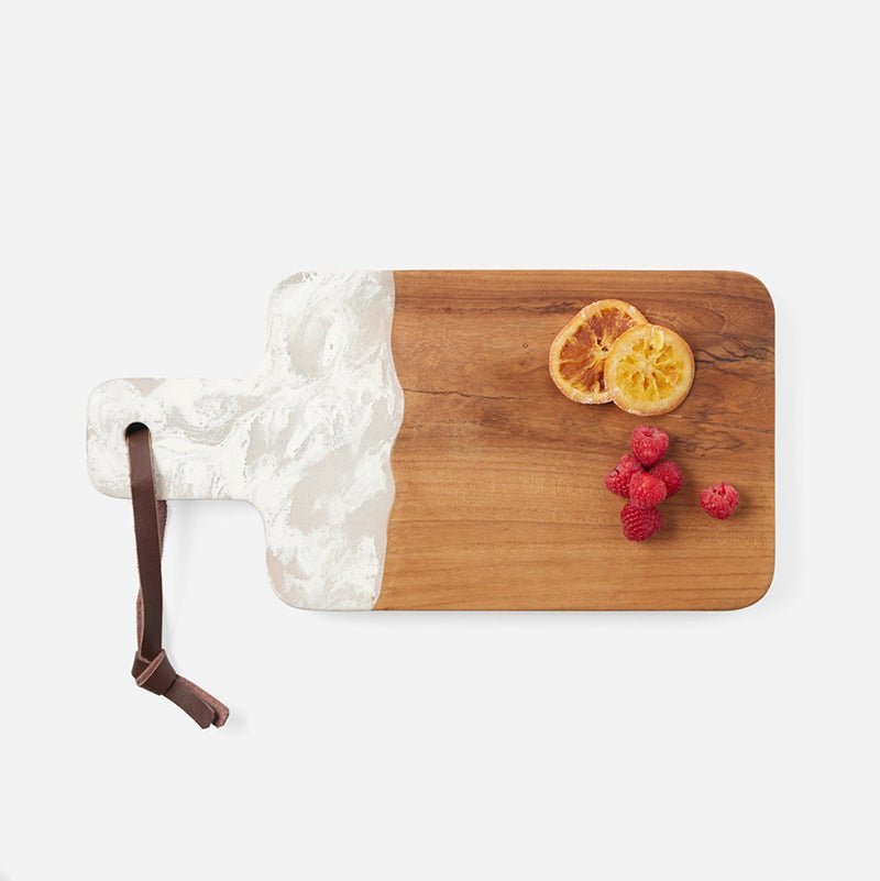 Blue Pheasant AUSTIN SWIRLED SERVING BOARD White 16.5 x 8