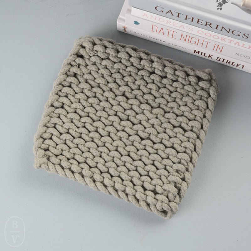 Creative Co-op SQUARE COTTON KNIT POT HOLDER Blue