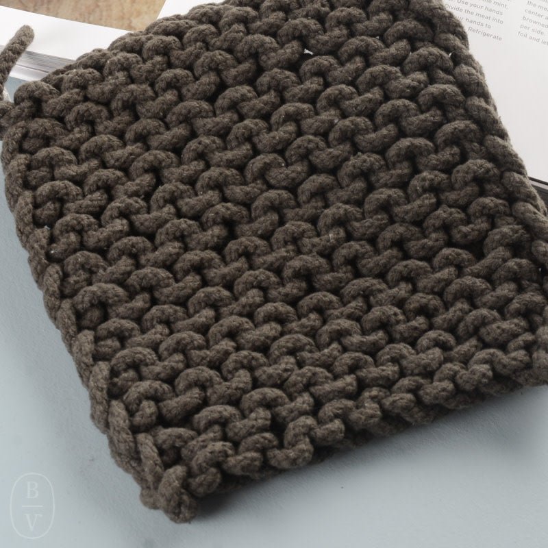 Creative Co-op SQUARE COTTON KNIT POT HOLDER Charcoal