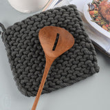 Creative Co-op SQUARE COTTON KNIT POT HOLDER Steel Grey