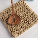 Creative Co-op SQUARE COTTON KNIT POT HOLDER Taupe