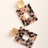 GOLD SQUARE POST ACRYLIC RECTANGLE EARRINGS - Virtue